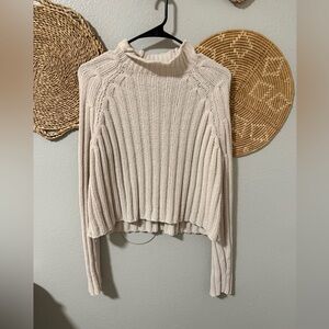American Eagle- Cozy Cream Ribbed Sweater